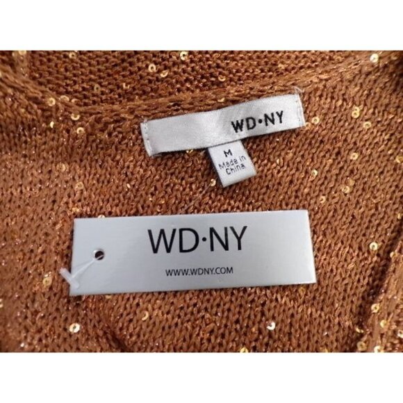 WD-NY Womens Medium Copper Sequin Knit V-Neck Sweater, NWT. - Picture 3 of 7